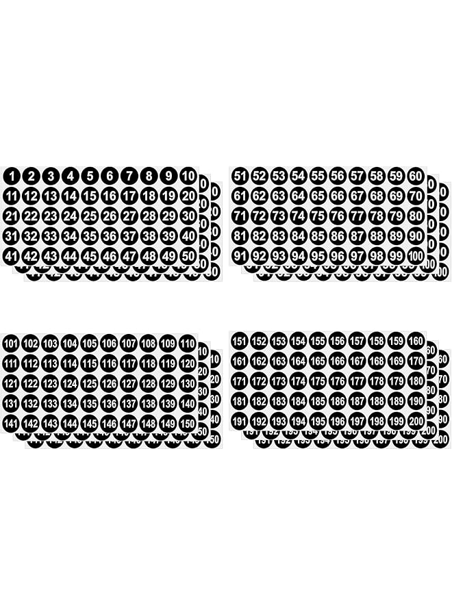 إيروريكس 12 ورقة، 3 مجموعات من ملصقات الأرقام، قطر 1 بوصة، ملصقات أرقام صغيرة من 1 إلى 200، ملصقات أرقام متتالية ذاتية اللصق لصناديق التخزين والتنظيم وخزانة صندوق الأدوات - Image 1