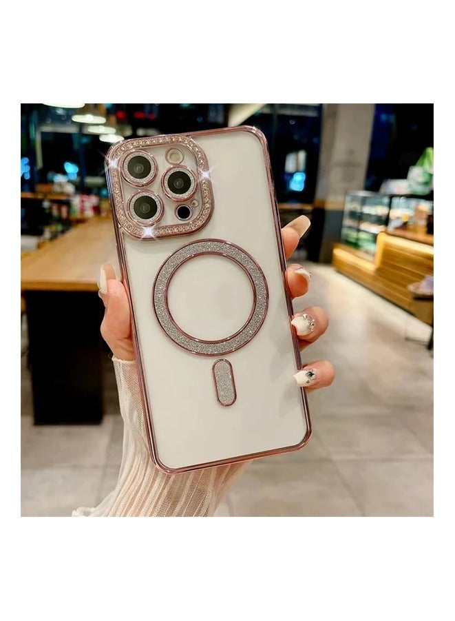 جراب ماك سيف المغناطيسي المصنوع من أحجار الراين الماسية اللامعة مع حماية كاملة لعدسة الكاميرا لايفون 16 بر ماكس - Image 2