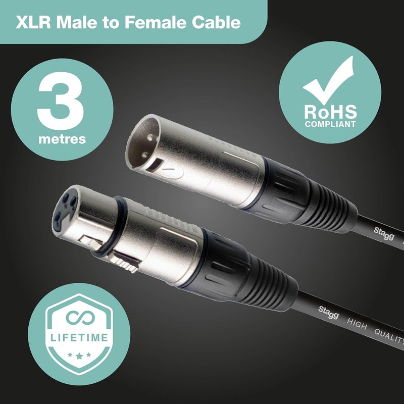 ستادج كابل ميكروفون XLR إلى XLR - 3 متر - Image 2