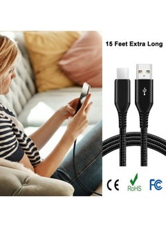 USB C Cable 15ft, Extra Long USB Type C Fast Charging Cable Durable Nylon Braided USB A to USB C Cable Compatible with Samsung S10/S9/S8/S7/S20/A10/A20/A50/A51/Note9/Note8, LG V50 V40 V20, Black - pzsku/ZFF8EF179A9AF92F579A1Z/45/_/1684055099/467352bd-a44b-482a-80bc-97bb7a526ec8