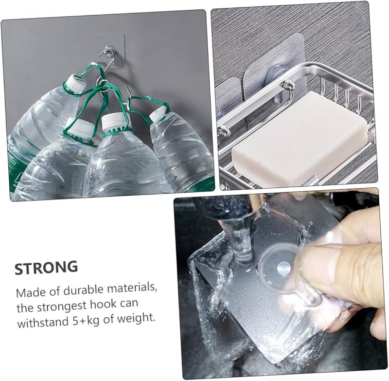 COHEALI 20 قطعة خطافات حائط لاصقة خالية من المسامير والآثار، حامل متين للحمام والمنزل - Image 5