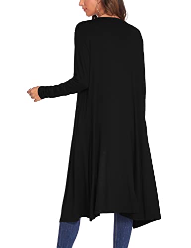 Bluetime Women Plus Size Cardigan Long Sleeve Lightweight Long Open Front Maxi Cardigan (XXXXL, Black) - Image 2