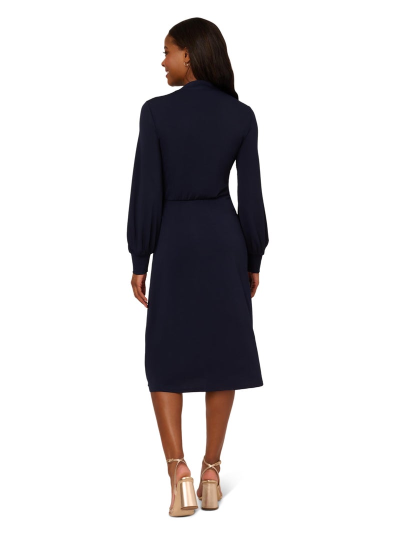 Adrianna Papell Women's Long Sleeve Wrap Midi Dress, Blue Moon - Image 2