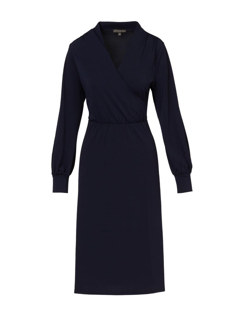Adrianna Papell Women's Long Sleeve Wrap Midi Dress, Blue Moon - Image 5