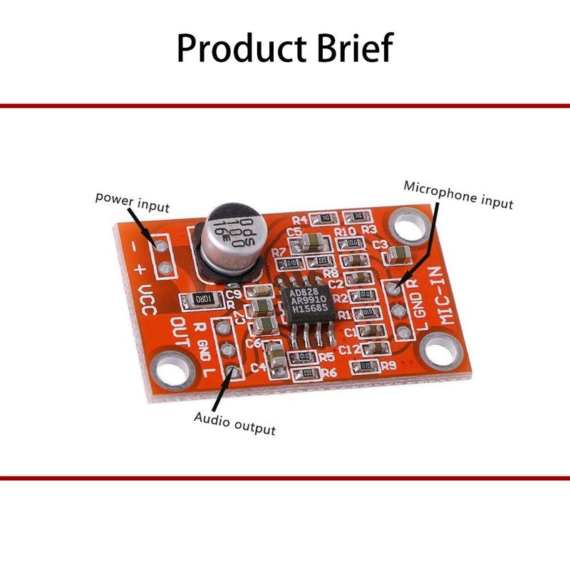 Acxico 3Pcs AD828 Stereo Dynamic Microphone Preamplifier Board Pickup Module DC 3.8V-15V MIC Preamp Module - Image 2