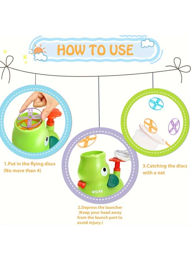 BEBEGO Kids Outdoor Pop-Up Flying Disc Launcher Toy with Cute Elephant Design, Foot Pedal Operated Disk Shooter for Children 3-6 Years Old, Durable ABS Material, Safe Soft Edges, Ideal for Christmas and New Year Festivities - Family Backyard and Park Play Fun - Image 2