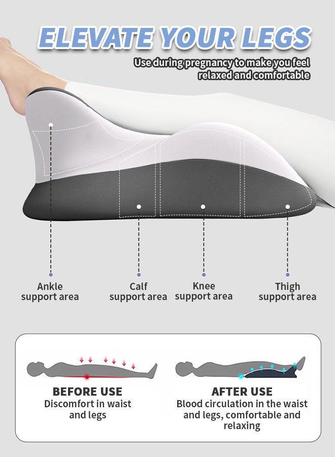 Relax Cushion, Lumbar Support Pillow, Ergonomic Memory Foam Leg Elevating Support Pillow, Wedge Pillow for After Surgery Knee or Leg Pain Relief Swelling Circulation Back Rest Sleeping - Image 4