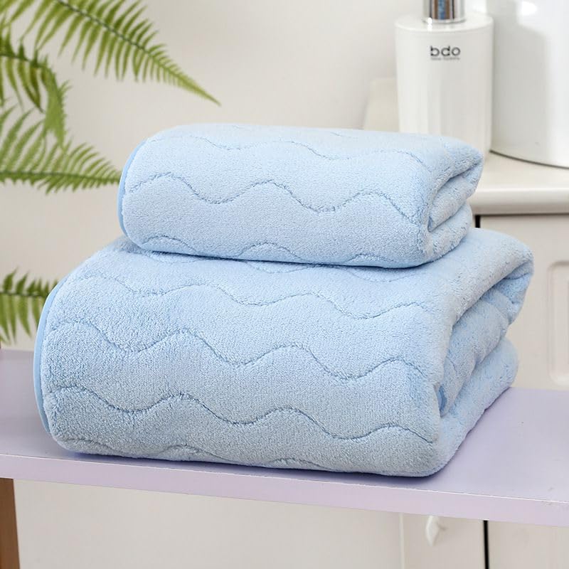 Reexplore Super Absorber Light Weight Microfiber Bathing Towel Soft Quick Dry Bath Towel for Men & Women with Hand Towel Combo -70 x 140cm + 35 X 70 cm, 350 GSM (1 Bath Towel + 1 Hand Towel) - Image 1