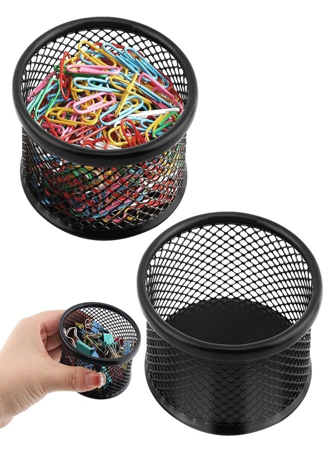 Kazheon Paper Clip Holder 2/4 Pack Paperclip Holders Wire Mesh Paperclip Dish Holders Desktop Round Paper Clip Dispenser for Desk Office Organizer Accessories(9x4cm/3.54x1.57inch,COLOR:2pcs) - Image 1