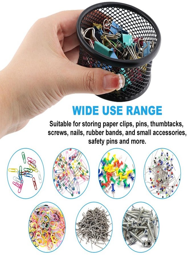Kazheon Paper Clip Holder 2/4 Pack Paperclip Holders Wire Mesh Paperclip Dish Holders Desktop Round Paper Clip Dispenser for Desk Office Organizer Accessories(9x4cm/3.54x1.57inch,COLOR:2pcs) - Image 3