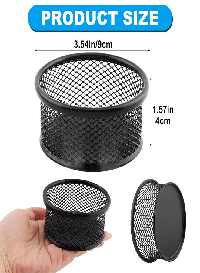 Kazheon Paper Clip Holder 2/4 Pack Paperclip Holders Wire Mesh Paperclip Dish Holders Desktop Round Paper Clip Dispenser for Desk Office Organizer Accessories(9x4cm/3.54x1.57inch,COLOR:2pcs) - Image 2