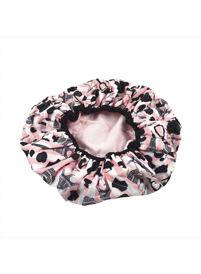 Betty Dain Reusable Nylon Shower Cap & Bath Cap, Reversible Oversized Waterproof Shower Caps Large Designed for all Hair Lengths w Terry Lining & Elastic Band Stretch Hem Hair Hat - Socialite Boudoir - Image 3