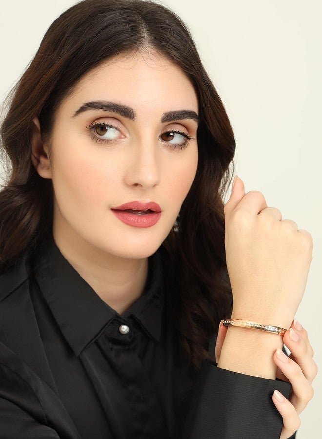 STYOLLO Latest Anti Tarnish Stainless Steel Bracelet For Women & Girls Adjustable & Gold Silver Plating | Stylish Cuff Bracelet Bangle | Couples Gifts For Women Mother Sister Girlfriend Wife-Set of 1 - Image 4