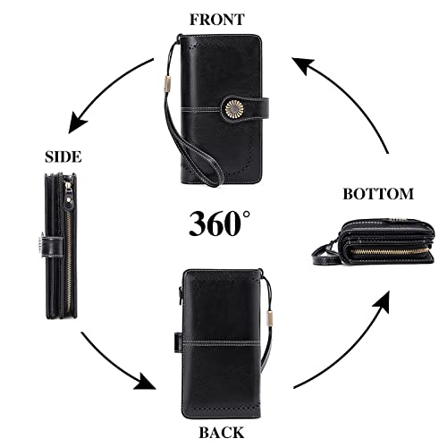 SENDEFN Wallets for Women Leather Credit Card Holder with RFID Blocking Large Capacity Wristlet - Image 5