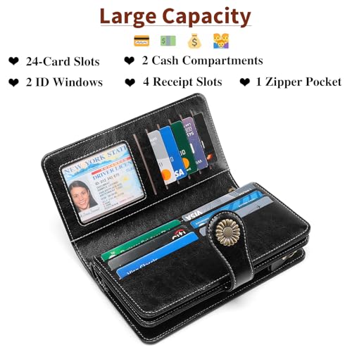 SENDEFN Wallets for Women Leather Credit Card Holder with RFID Blocking Large Capacity Wristlet - Image 3