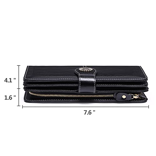 SENDEFN Wallets for Women Leather Credit Card Holder with RFID Blocking Large Capacity Wristlet - Image 4