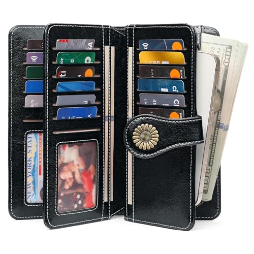 SENDEFN Wallets for Women Leather Credit Card Holder with RFID Blocking Large Capacity Wristlet - Image 2