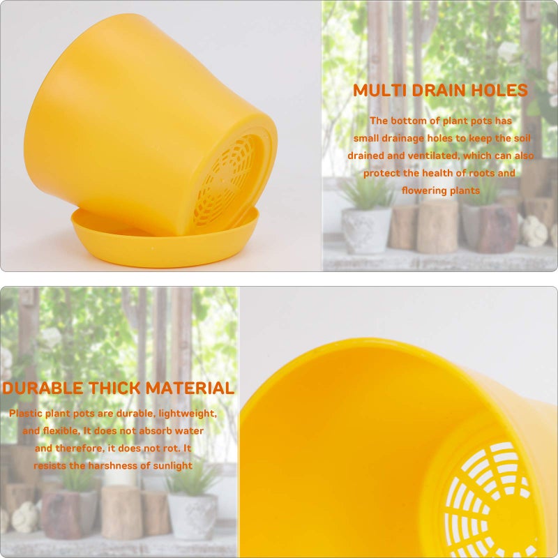 JERIA 16-Pack 4" Plastic Flower Plant Pots Thickened Seedlings Nursery Pots, Colorful Flower Plant Container Seed Starting Pots with Pallet (8 Colors) - Image 4