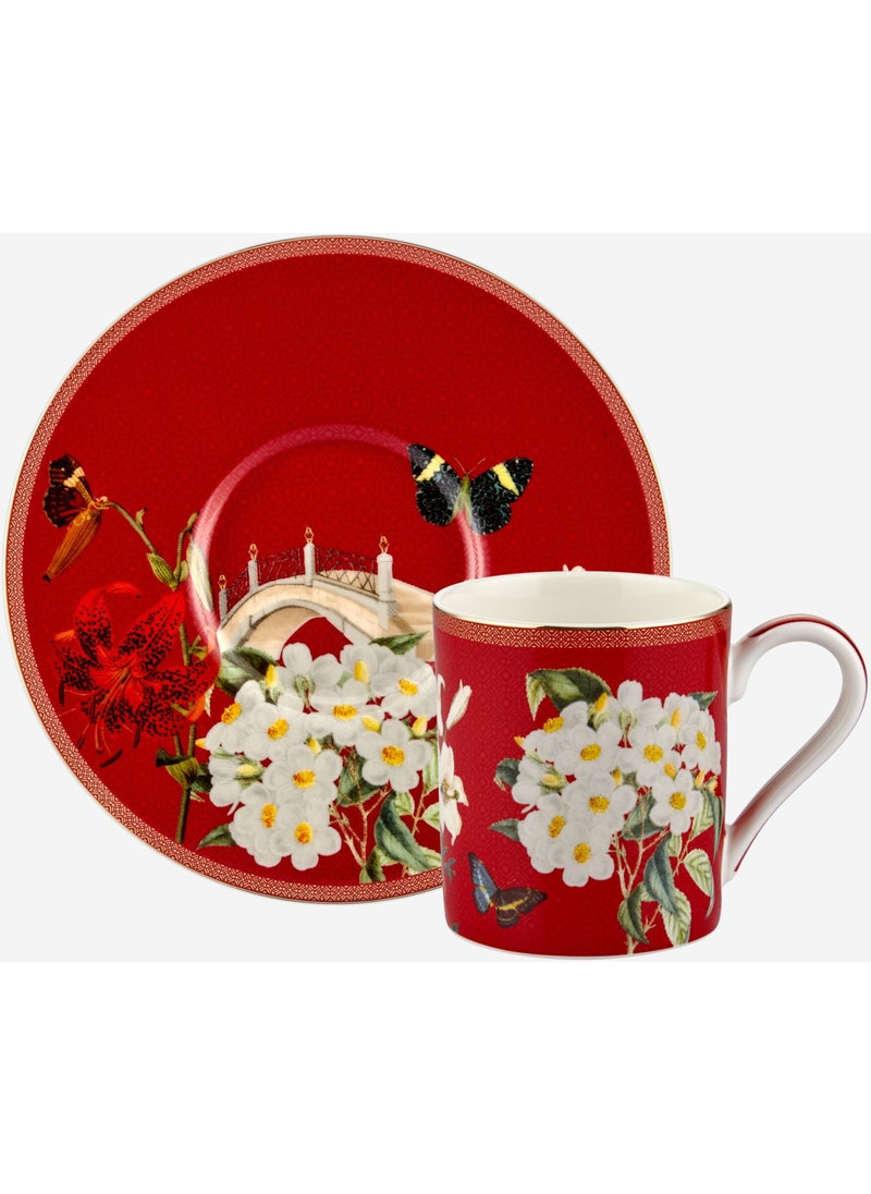 Chiara Alessi - Butterfly Walley Red White Porcelain Coffee Cup Set 90 ml - Image 1