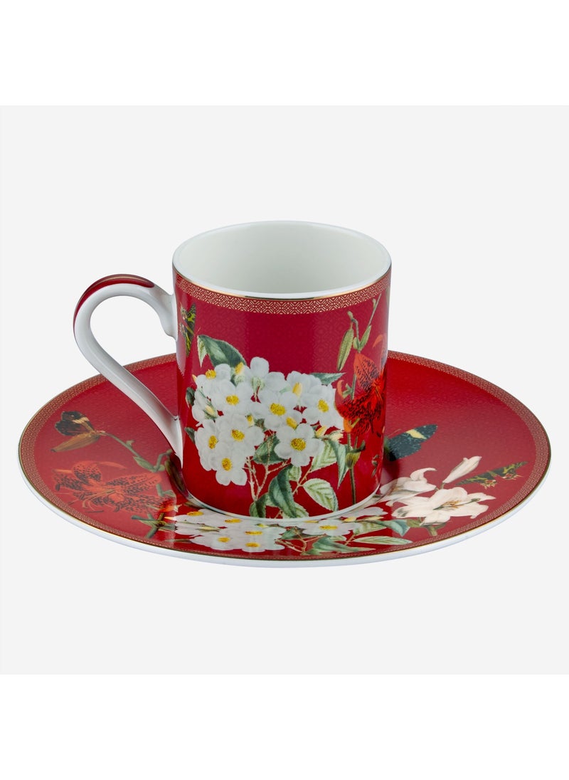 Chiara Alessi - Butterfly Walley Red White Porcelain Coffee Cup Set 90 ml - Image 1