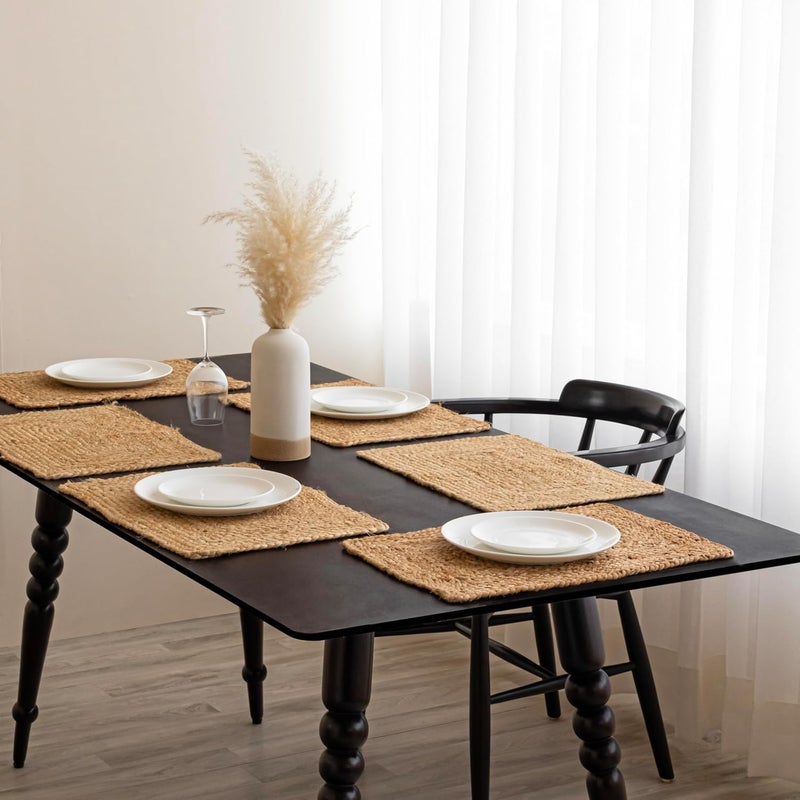 HOMEMONDE HOMEMONDE Jute Braided Placemats 13x19 Inches Set of 6  Contemprorary Natural Woven Rectangular Non Slip Tablemats  Farmhouse Decor for Kitchen  Special Occasions  - Image 2