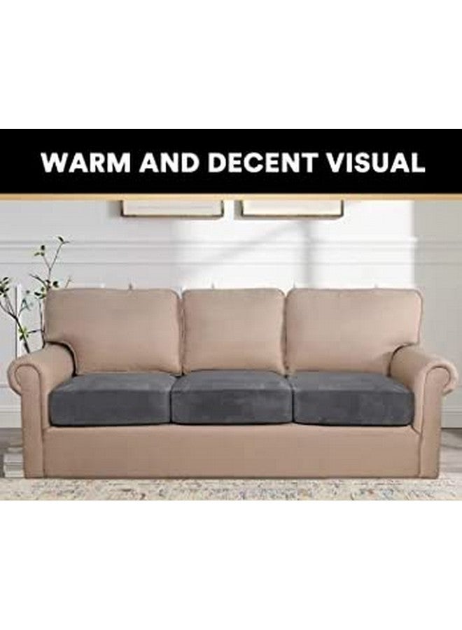 Naman Arts Sofa Foam Cushions in Velvet with Zip Cover (Seat - 22"x21"x5") | Density:- 32 Foam | Warm and Decent Visual | Stretchy Soft Velvet Fabric | Multipurpose Using Cover | (Pack of 3, Black) - Image 3