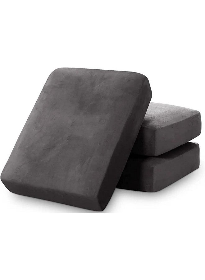 Naman Arts Sofa Foam Cushions in Velvet with Zip Cover (Seat - 22"x21"x5") | Density:- 32 Foam | Warm and Decent Visual | Stretchy Soft Velvet Fabric | Multipurpose Using Cover | (Pack of 3, Black) - Image 1