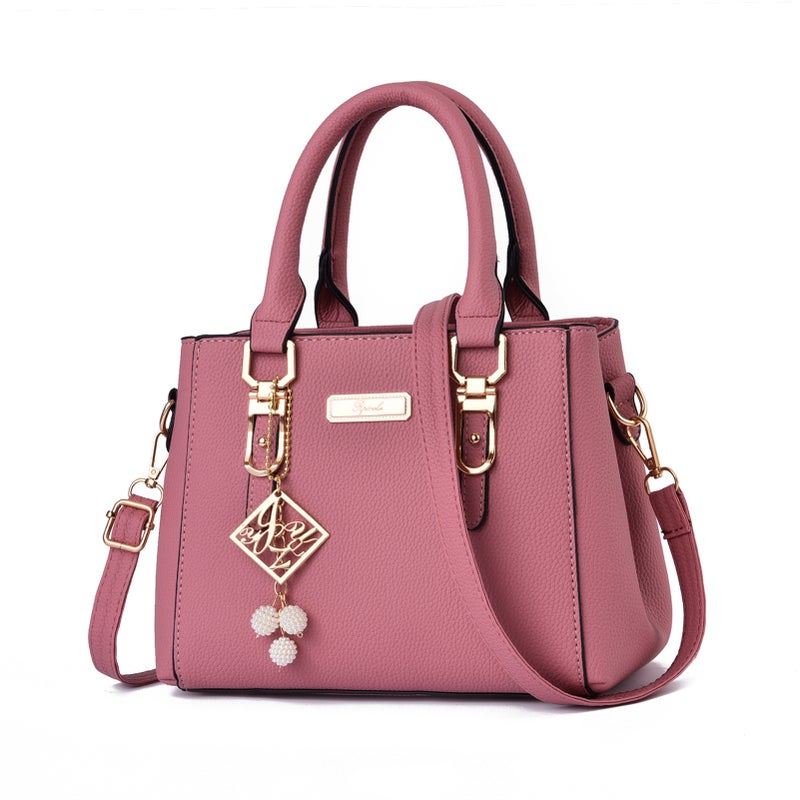 Womens Leather Messenger Bag: Large Capacity, Adjustable Cross-body Strap, Sleek Pink Design - Versatile Handbag for Style-conscious Women Daily Work Leisure - Image 1