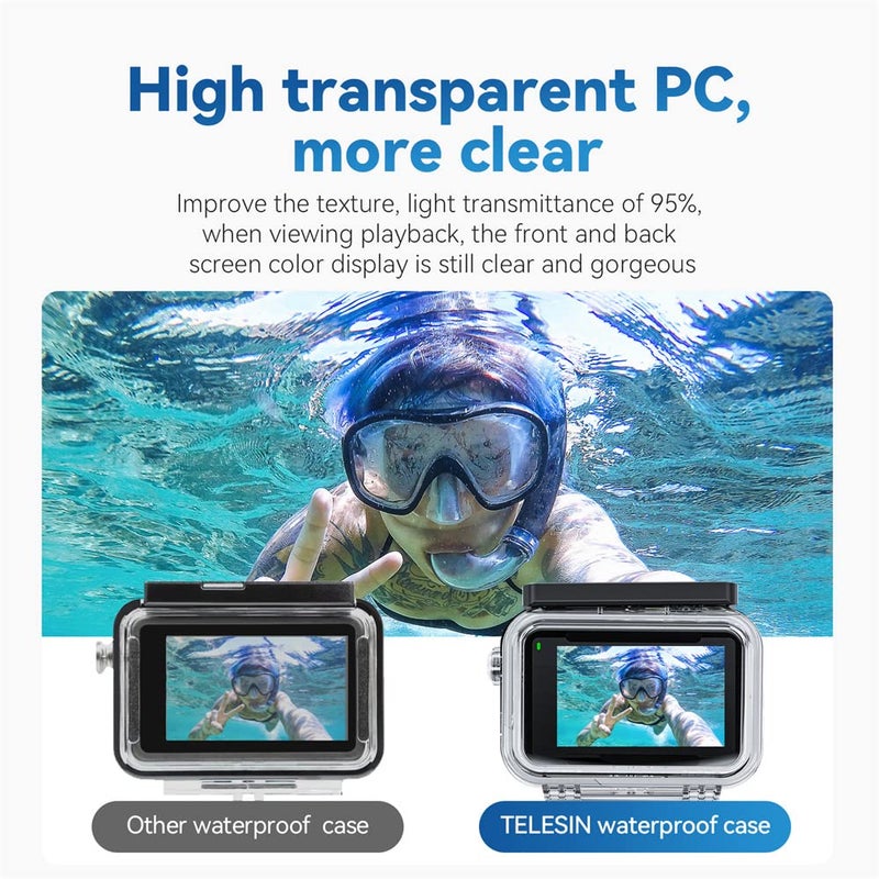 ELFOG TELESINN Waterproof Case Suitable for DJI Action 5 Pro, Action 4/3, 45M/148FT Underwater Housing with Anti-Fog, Quick Release Screw for Deep Diving, Scuba, Snorkeling, Swimming - Image 5