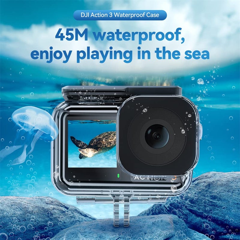 ELFOG TELESINN Waterproof Case Suitable for DJI Action 5 Pro, Action 4/3, 45M/148FT Underwater Housing with Anti-Fog, Quick Release Screw for Deep Diving, Scuba, Snorkeling, Swimming - Image 2