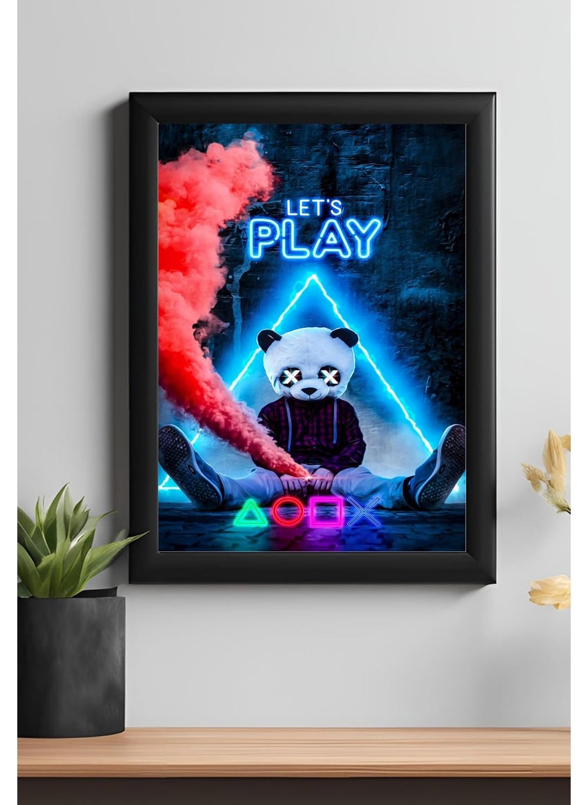Master Flame Master Flame Gaming Quotes Aesthetic Wall Art Poster for Living Room Home Wall Decor FrameFrameless Xbox Playstation Controller Neon Motivational Panda Play GP19 A3 UNFRAMED  - Image 1
