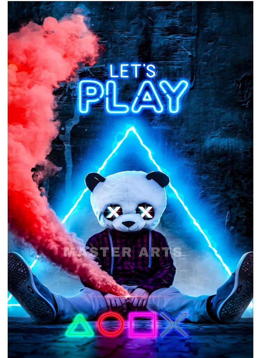 Master Flame Master Flame Gaming Quotes Aesthetic Wall Art Poster for Living Room Home Wall Decor FrameFrameless Xbox Playstation Controller Neon Motivational Panda Play GP19 A3 UNFRAMED  - Image 2