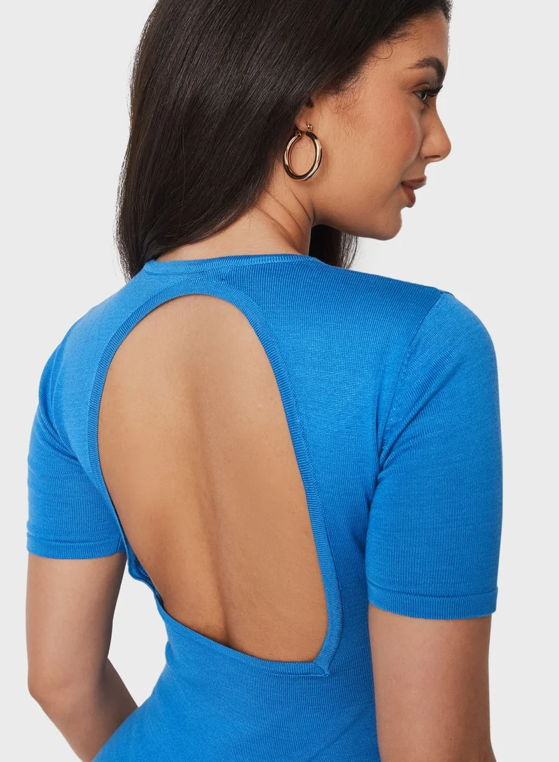 Missguided Open Back Ruched Side Mini Dress