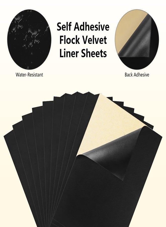 OFIFO® 10 Pack A4 Self Adhesive Velvet Flocking Fabric Sheets, Peel & Stick Felt Liner for Drawer Lining, Jewelry Box Interior, Craft DIY Decor (Black) - Image 3