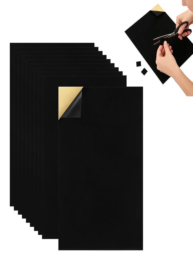 OFIFO® 10 Pack A4 Self Adhesive Velvet Flocking Fabric Sheets, Peel & Stick Felt Liner for Drawer Lining, Jewelry Box Interior, Craft DIY Decor (Black) - Image 1