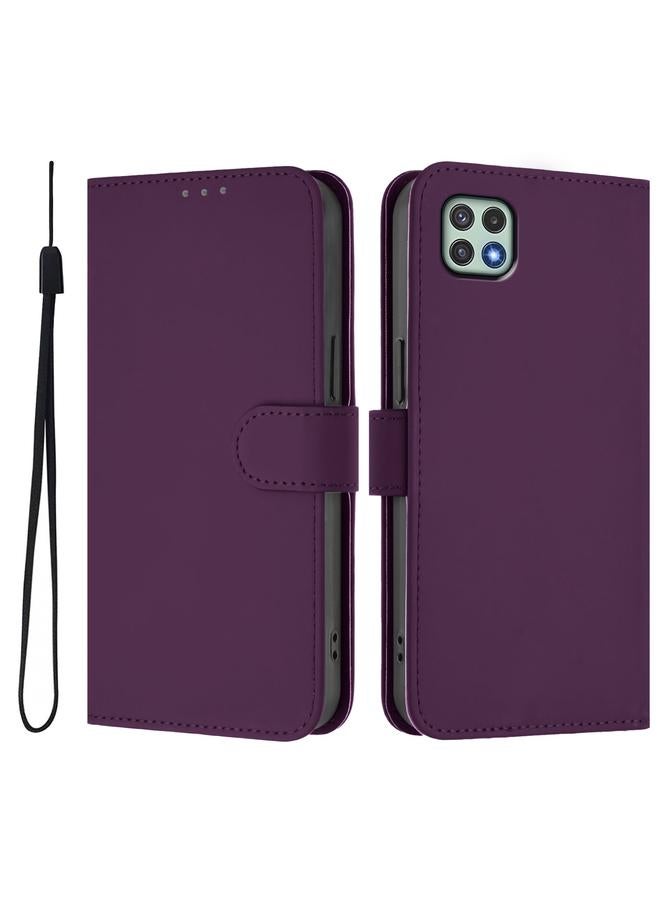 S-TOP Case For Samsung Galaxy A22 5G / F42 5G Skin Feel Solid Color Leather Phone Case with Lanyard - Image 2