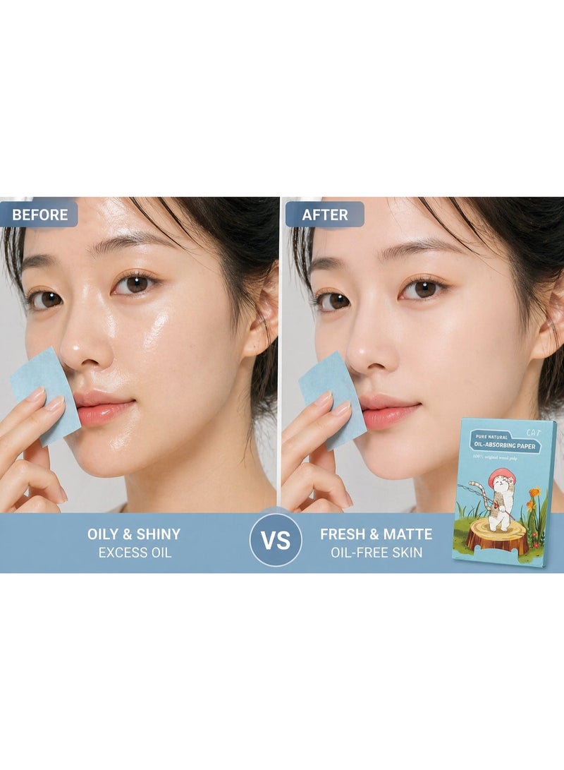 cat-shaped oil-absorbing wipes for the face - Instant removal of oil and shine - Lightweight and easy to use - (100 pieces inside the pack) - Image 2