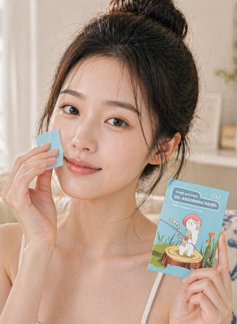 cat-shaped oil-absorbing wipes for the face - Instant removal of oil and shine - Lightweight and easy to use - (100 pieces inside the pack) - Image 4