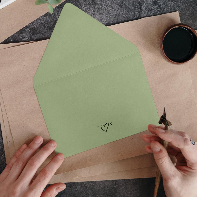 Goefun A7 Sage Green Envelopes 100 Pack, Goefun 5x7 V Flap Printable Envelopes for Invitation, Gift Cards, Birthday, Graduation, 5.25 x 7.25 in, 120GSM - Image 5