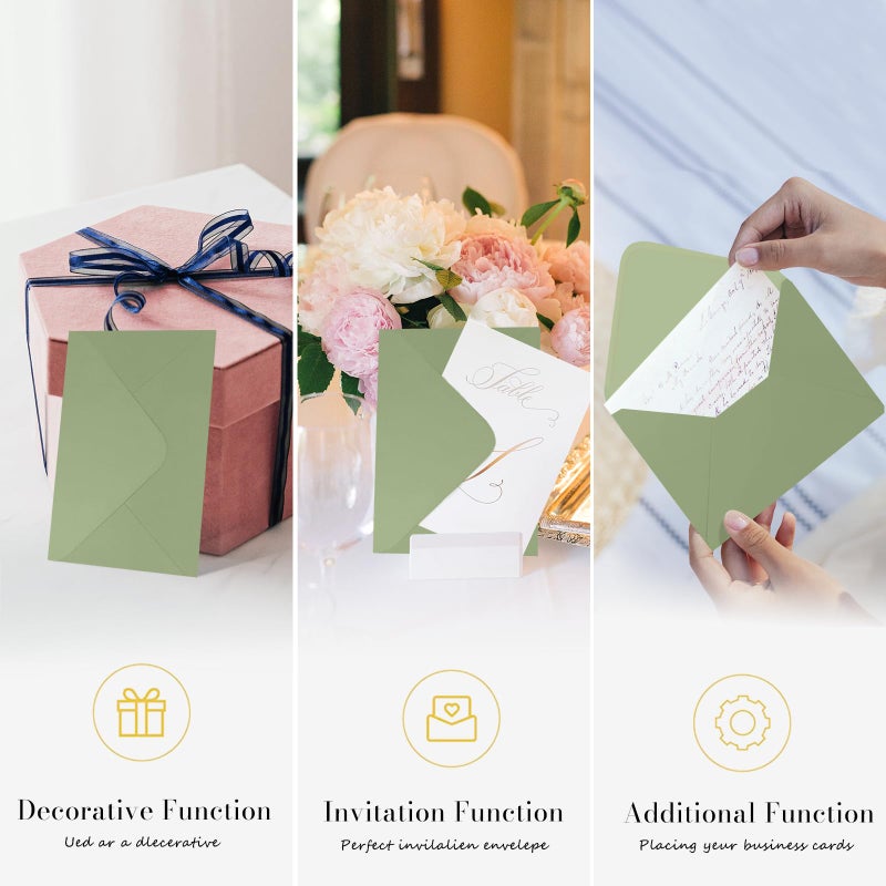 Goefun A7 Sage Green Envelopes 100 Pack, Goefun 5x7 V Flap Printable Envelopes for Invitation, Gift Cards, Birthday, Graduation, 5.25 x 7.25 in, 120GSM - Image 4