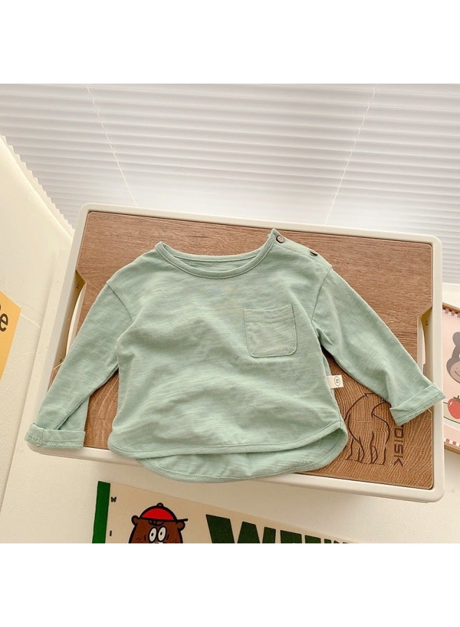 Children's Solid Color Base Shirt 0-3 Years Old 2026 Autumn New Style Boys' Bamboo Cotton T-shirt Baby Autumn Fashion My199