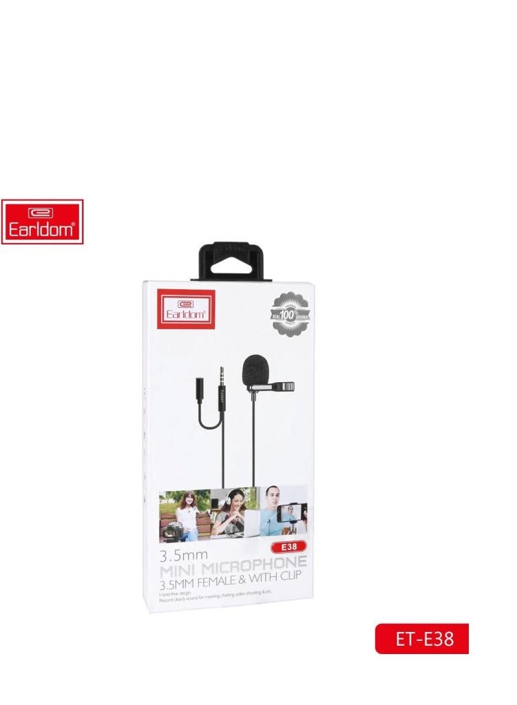 Earldom ET-E38 3.5mm Mini Microphone With Clip Black - Image 1