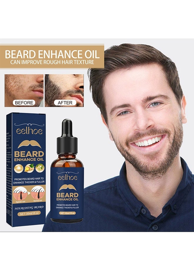 EELHOE Men's Beard Growth Oil, Oil Contains Ginger Root and Grape Seed Extracts to Nourish Beard Essence, For Beard Thick and Healthy Facial Hair, Deep Hydration Fast Absorption, Moisturize Soften Beard Oil-30ml - Image 1