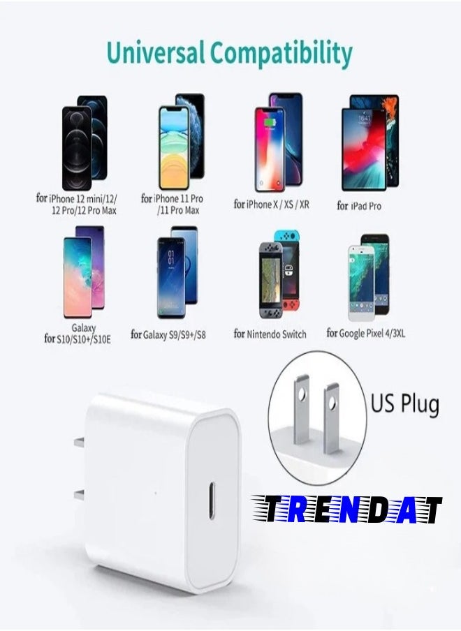 Generic - Fast IPhone Charger Head 20W American Pin, Type C port - white - Image 1