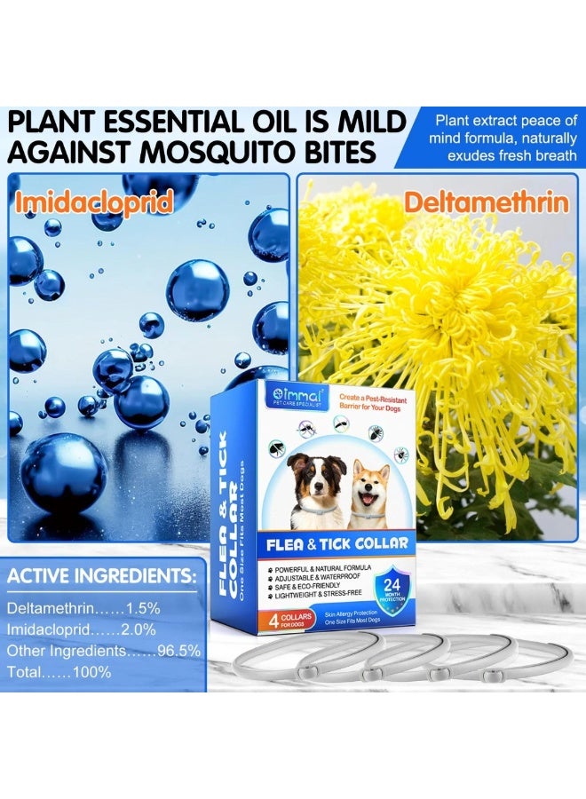 Oimmal Flea & Tick Collar for Dogs (4 Collars), Waterproof Adjustable 24 Month Protection Natural Formula Safe & Eco-Friendly Lightweight Collar For Dogs & Puppies, Flea Dogs Collar - Image 5