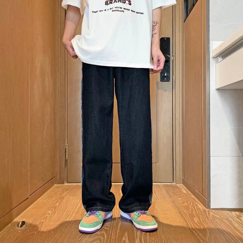 New Style Side Striped Boys Jeans Loose Trendy Brand Japanese Style Wide Leg Ins Straight Pants Men'S Wear - Image 5