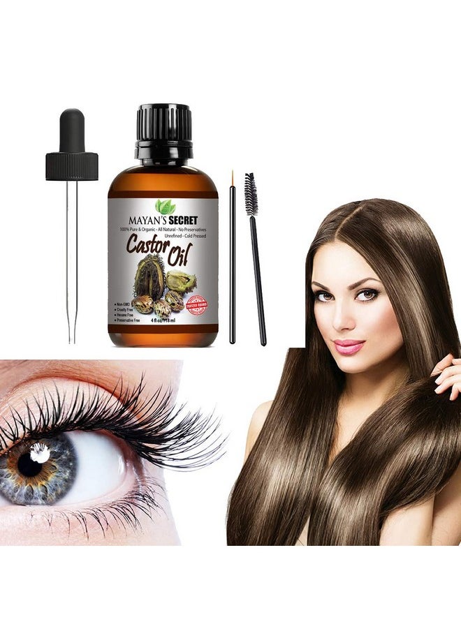 Mayan's Secret Mayan's Secret - 4oz Pure Castor Oil Organic Cold Pressed Unrefined Glass Bottle Hexane Free Hair Oil for Hair Growth, Eyelashes, Eyebrows - Oil for Skin, Face, Body  - Image 4