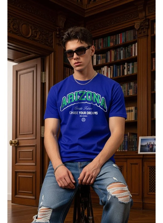 فيردو Veirdo® Men's T-Shirt Regular Fit Round Neck Pure Cotton Half Sleeve Graphics Printed T-Shirt Different Size Range (V99_ARZNA_RB_L)