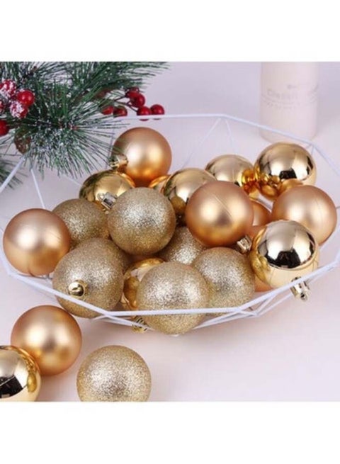 24-Piece Christmas Tree Hanging Ball Ornament With Lanyard Set Gold