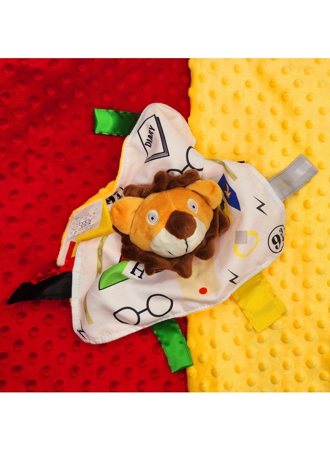 The Learning Lovey 10x10” Wizard Muggle Baby Lovey Gryffen Lion Tag Toy for Babies - Muggles - House Colors - Learn Wizardry - Soft & Safe - Learn Shapes & Colors - Ideal Baby Toy & Baby Gift - BPA Free w/Stroller Clip - Image 4